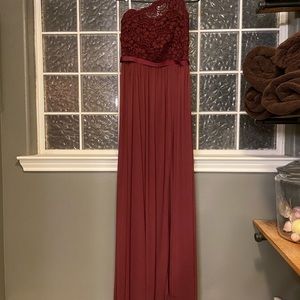 Maroon bridesmaids dress